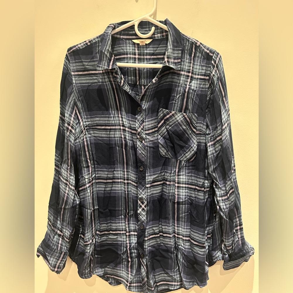 Terra & Sky Navy and Lavender Plaid Shirt
